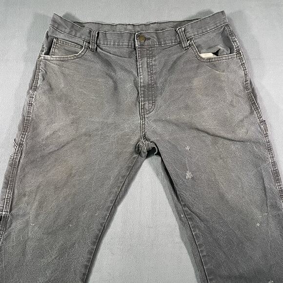 Dickies Canvas Carpenter Distressed Pants Mens Size 36x30 Faded Grey Grunge Y2K - Picture 4 of 9